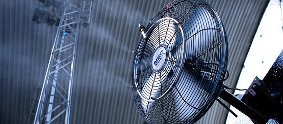 Atomizzatore in funzione Dettaglio ventilatore nebulizzante