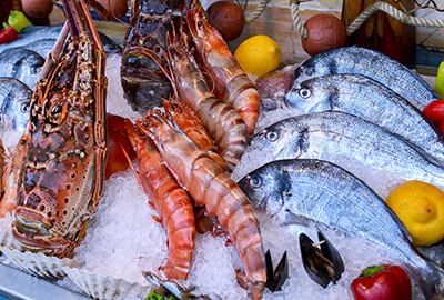 Il banco pesce ideale con il vapore freddo Il banco pesce ideale con il vapore freddo