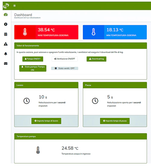 Screenshot della Web Interface per controllo remoto Screenshot della Web Interface per controllo remoto